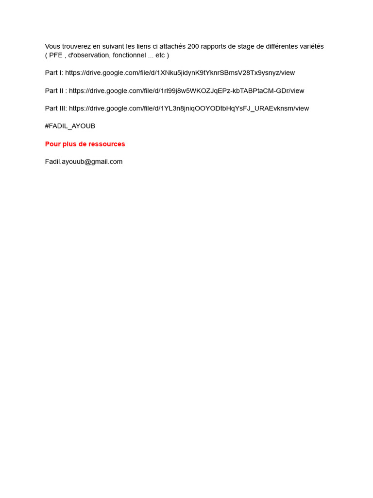200 Rapports de Stage | PDF