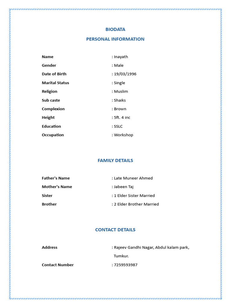 Bio Data | PDF