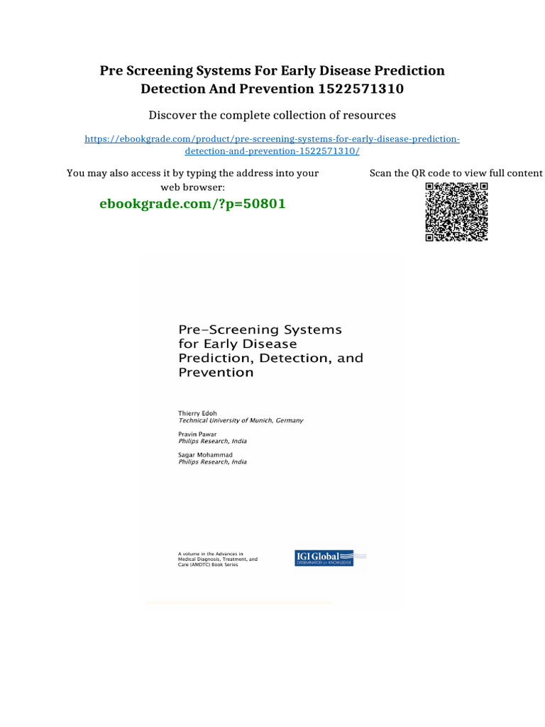 Pre Screening Systems for Early Disease Prediction Detection and ...