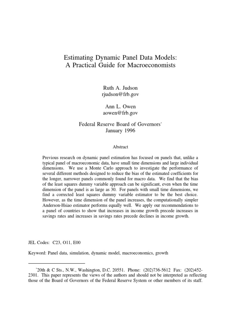 Dynamic Panel Data Estimation Guide | PDF