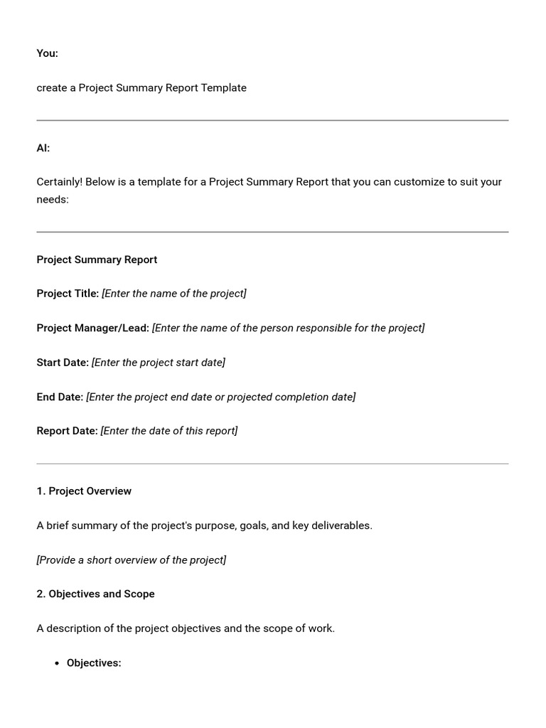 Creating A Project Summary Report Template | PDF | Risk