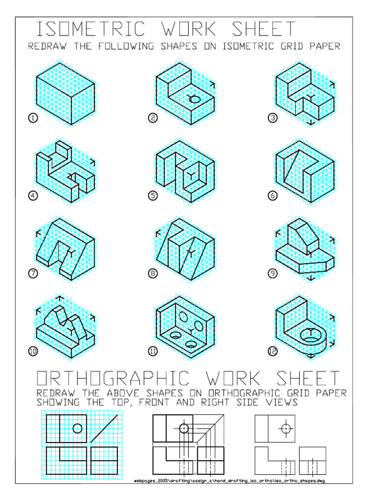 WORKSHEET Isometrictoorthographic | PDF