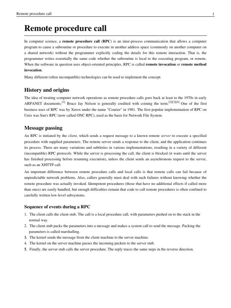 Remote Procedure Call Intro | PDF | Operating System Technology ...