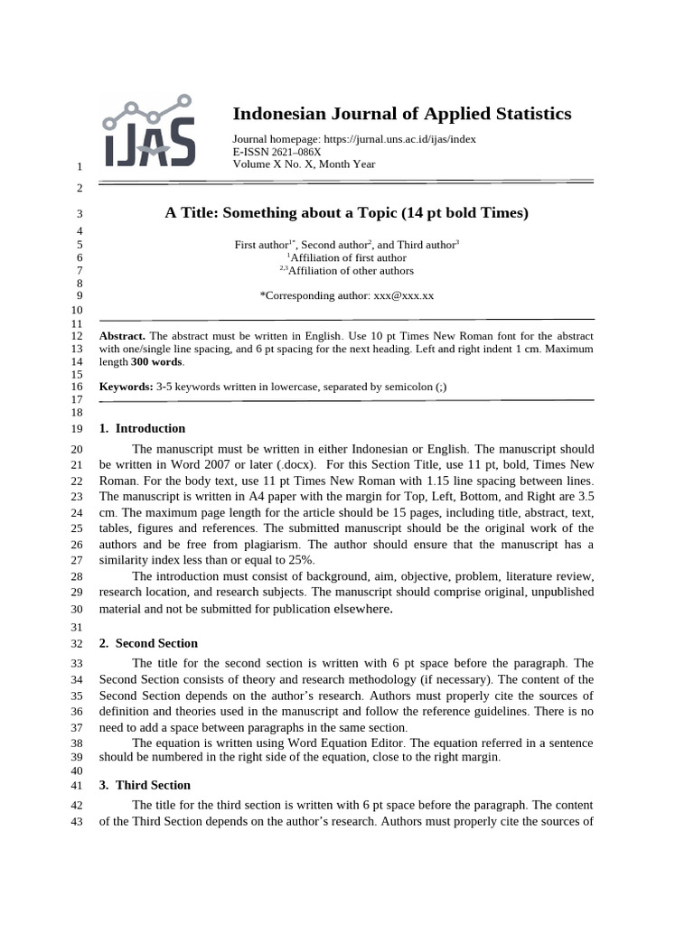 Template IJAS 220522 (With Line Numbers) | PDF | Paragraph | Regression ...