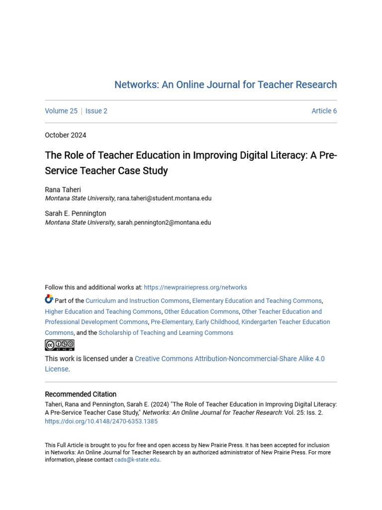 Assess The Role of Teacher Education in Improving Digital Literacy ...