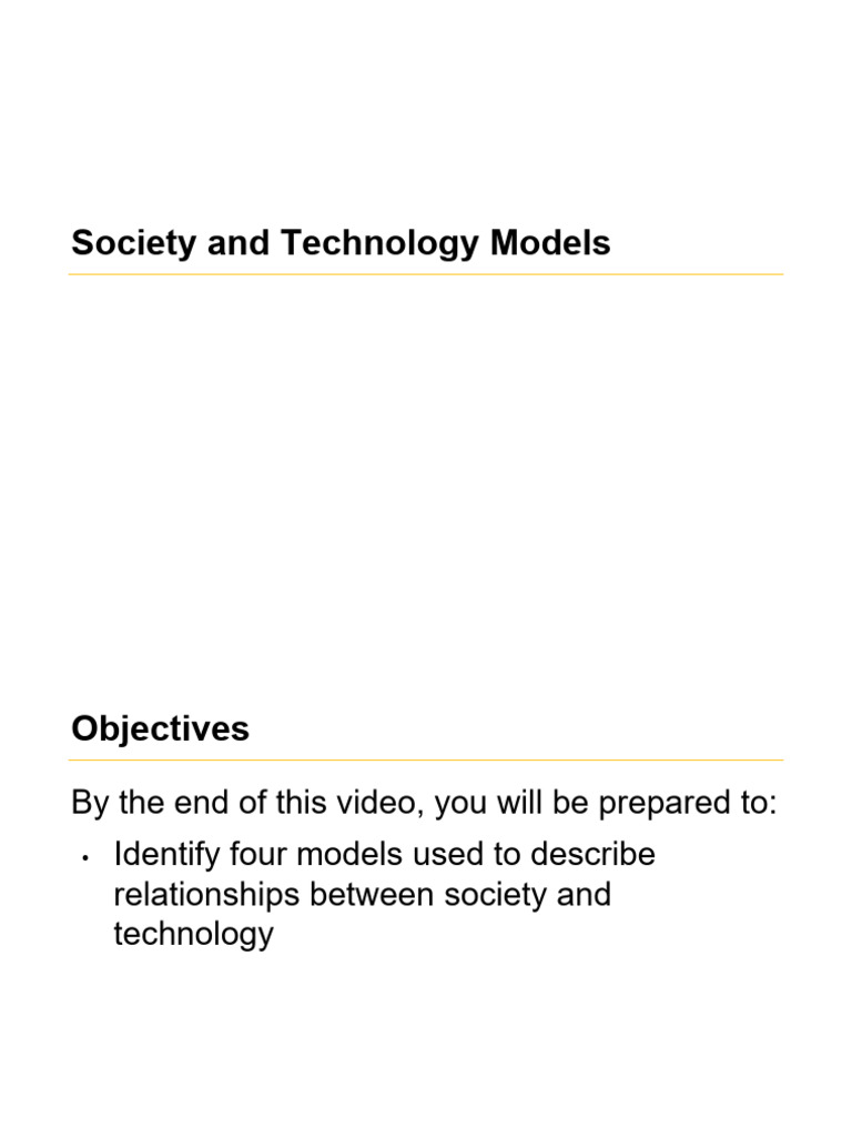 Lecture 4.1 Society and Technology Models | PDF | Science