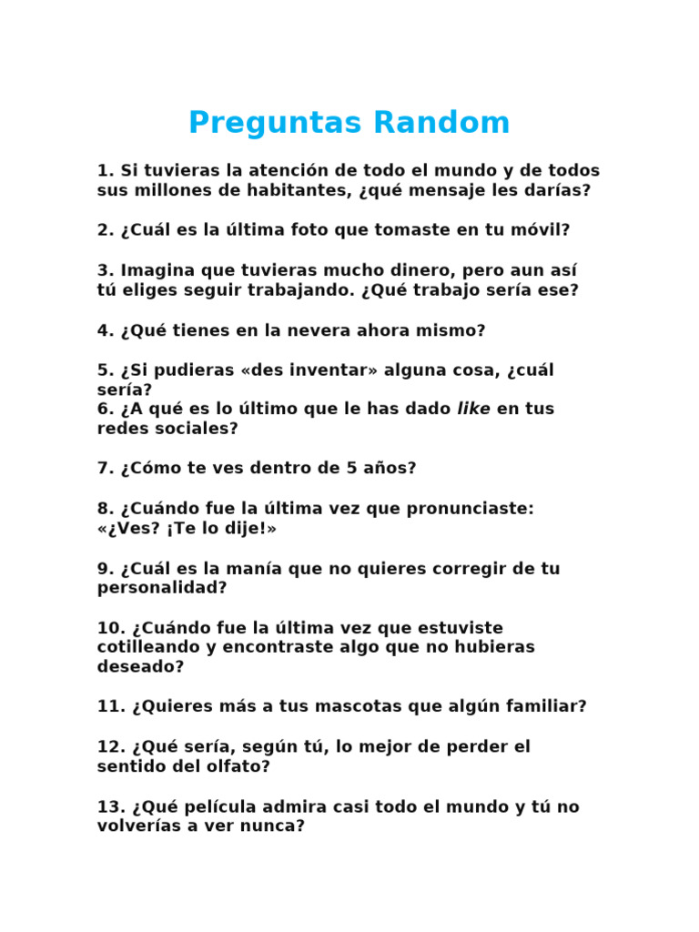 Preguntas Random | PDF
