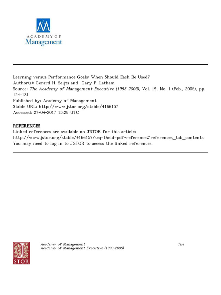 Learningversusperformancegoals Whenshouldeachbeused | PDF | Goal ...