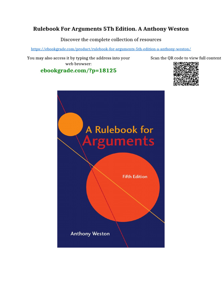 Rulebook For Arguments 5th Edition. A Anthony Weston PDF Version | PDF ...