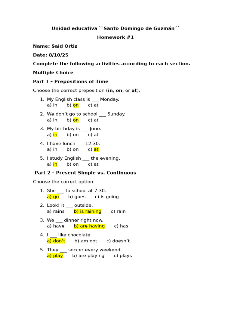 Homework Language | PDF