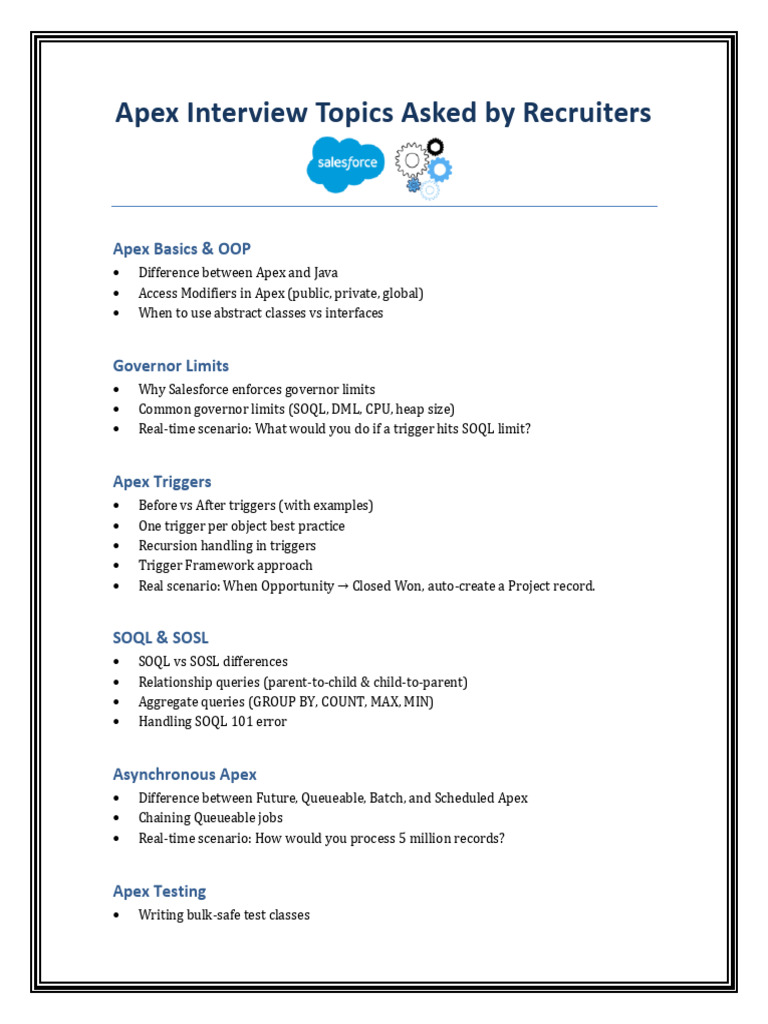 Apex Interview Topics 1757658710 | PDF