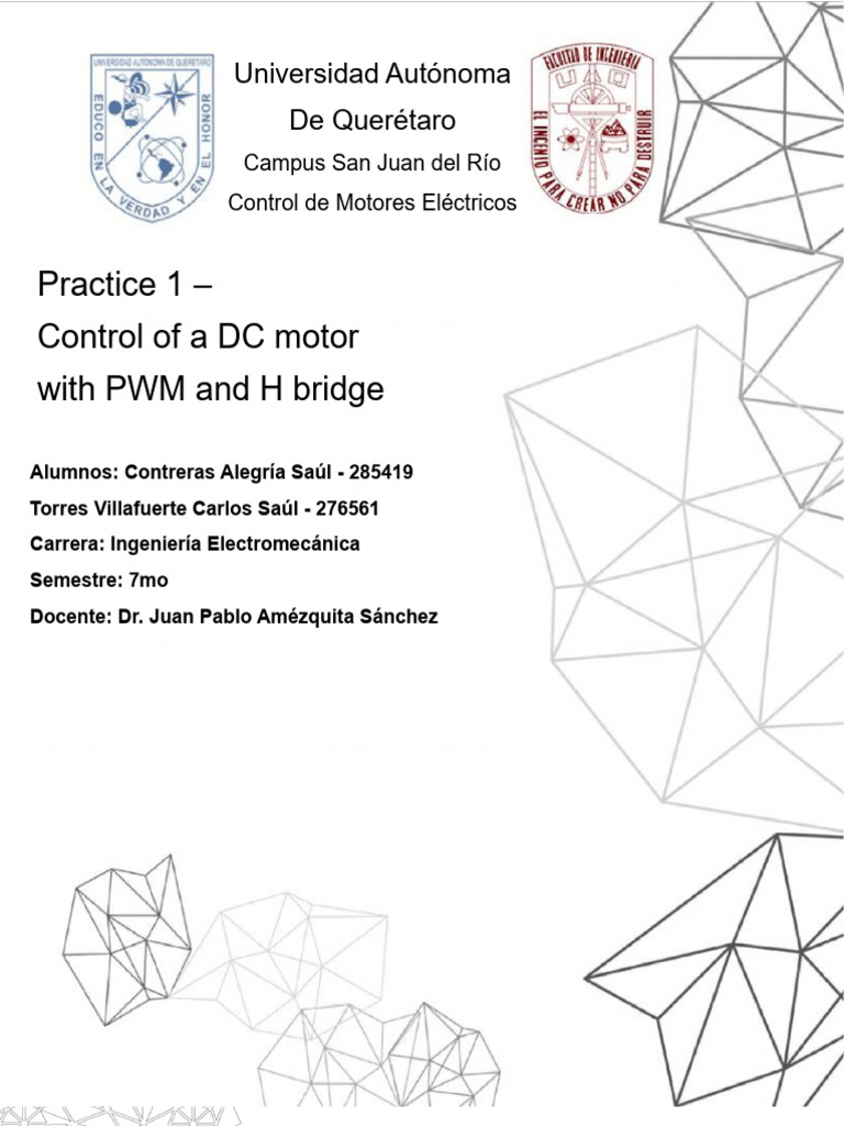 Práctica #1 - Control de Motores Eléctricos | PDF | Electric Motor ...