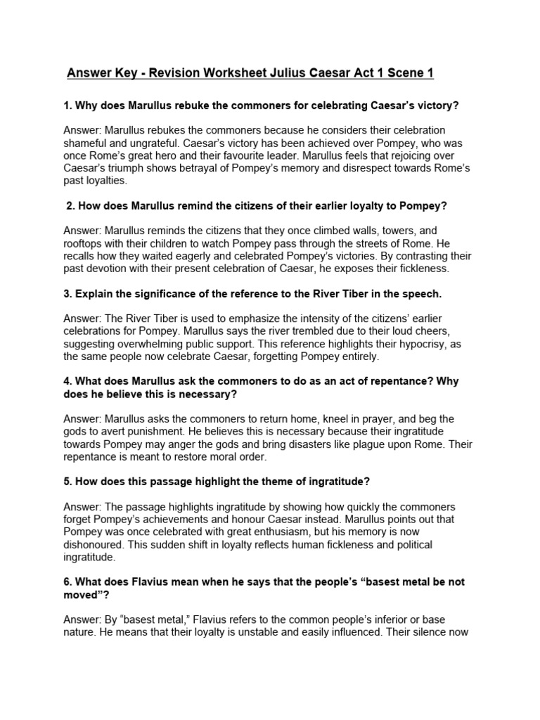 AK - Revision Worksheet Julius Caesar Act 1 Scene - 260120 - 205945 ...