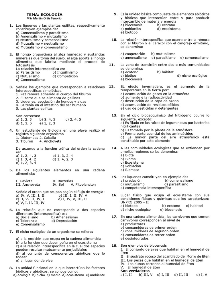 Practica Ecología (Martin Ortiz) | PDF | Ecología | Entorno natural