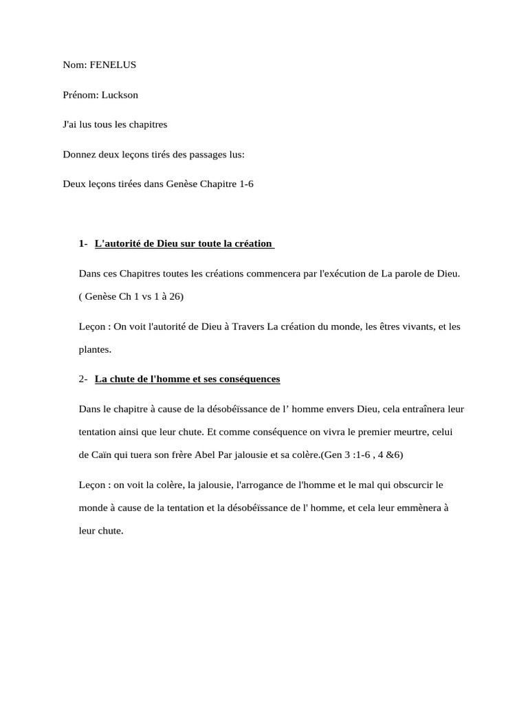 1-L'autorité de Dieu Sur Toute La Création | PDF