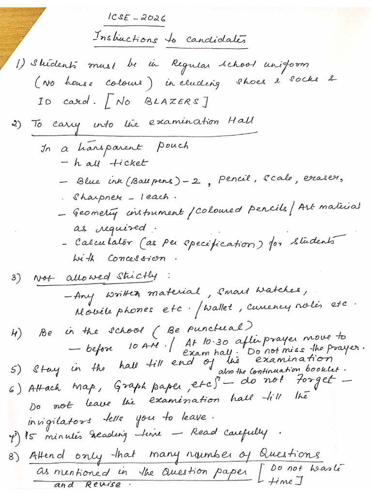 Board Examinations General Instructions and Timetable STD X 2025 - 26 | PDF