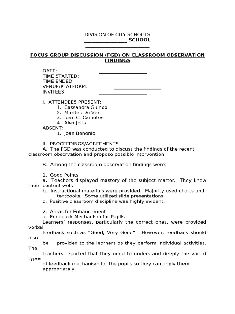 FGD Minutes Complete | PDF