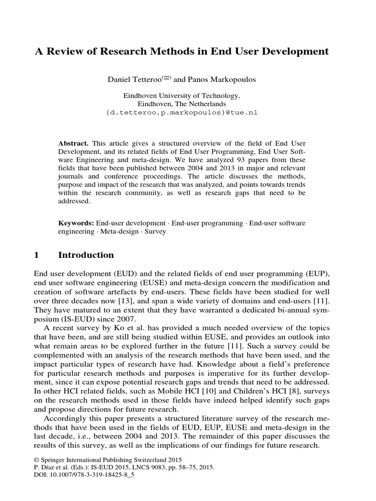 A Review of Research Methods in End User Development | PDF | Experiment ...