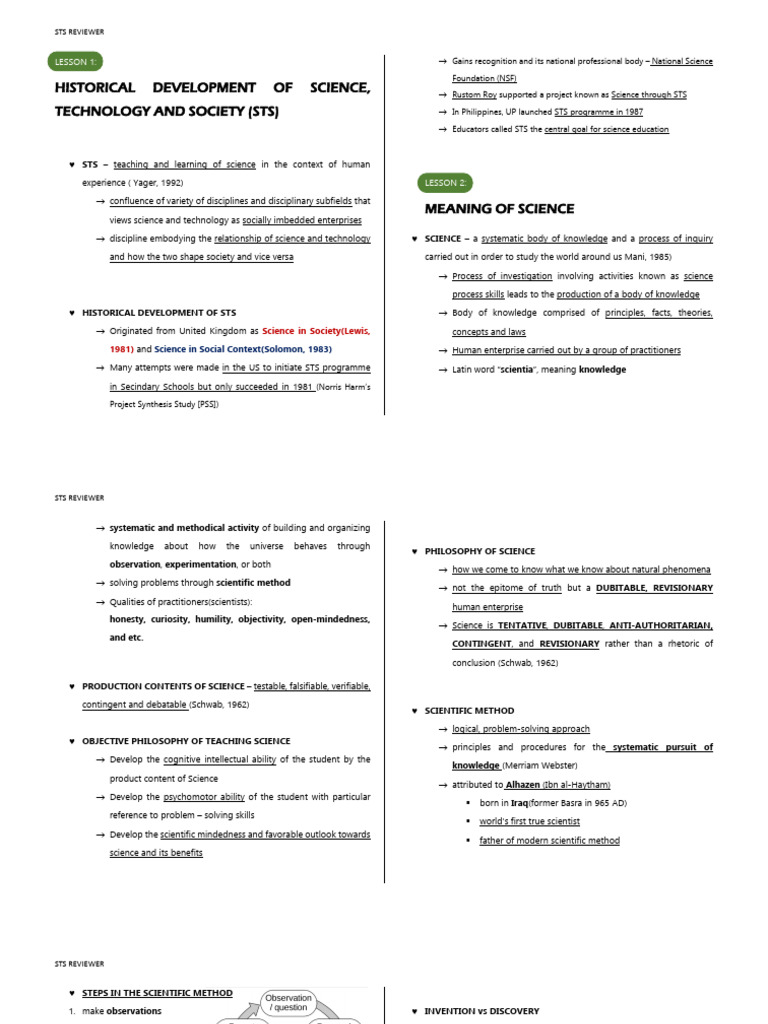 Sts Midterm Reviewer | PDF | Science | Heliocentrism
