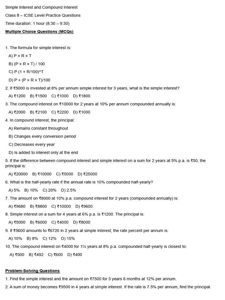 Simple Amd Compound Interest | PDF | Compound Interest | Interest
