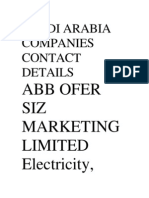 Saudi Arabia Companies Contact Details: Abb Ofer SIZ Marketing Limited Electricity