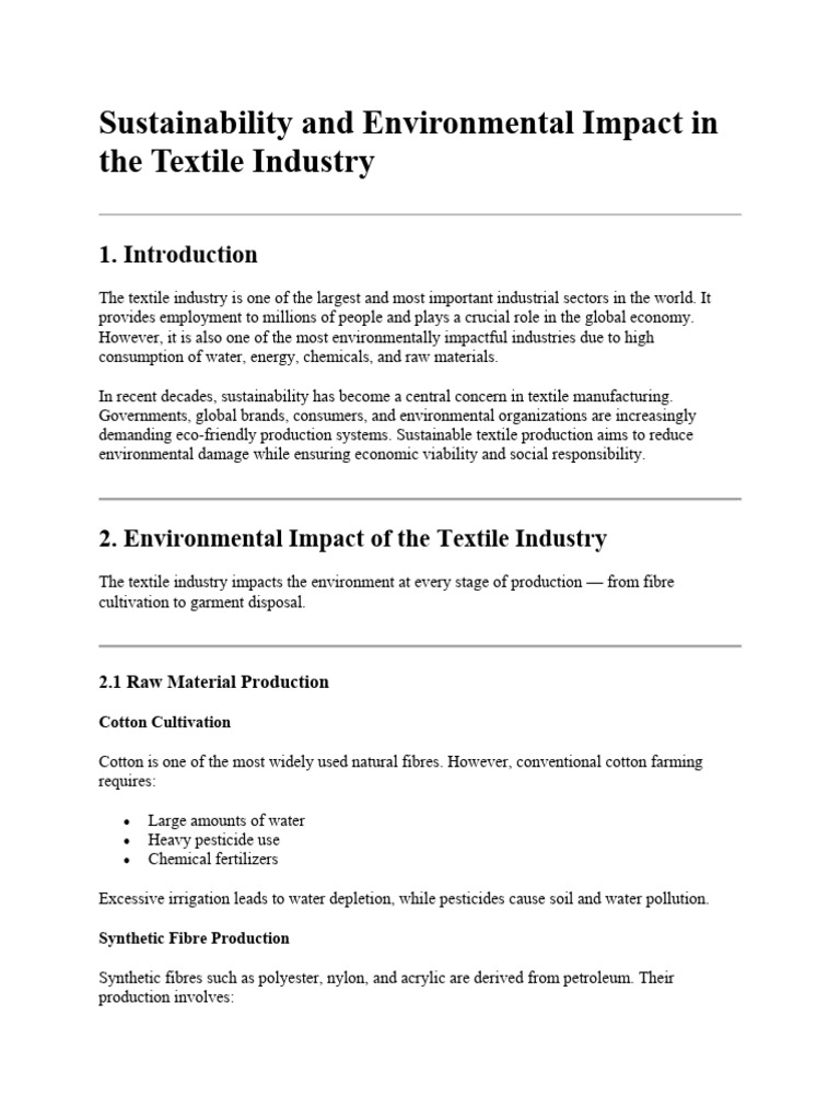Sustainability and Environmental Impact in The Textile Industry | PDF ...