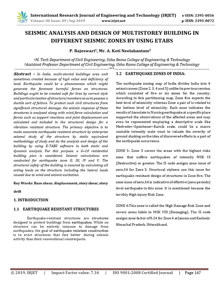 Rajeswari - 2012 - Seismic Analysis and Design of Multistorey Building ...