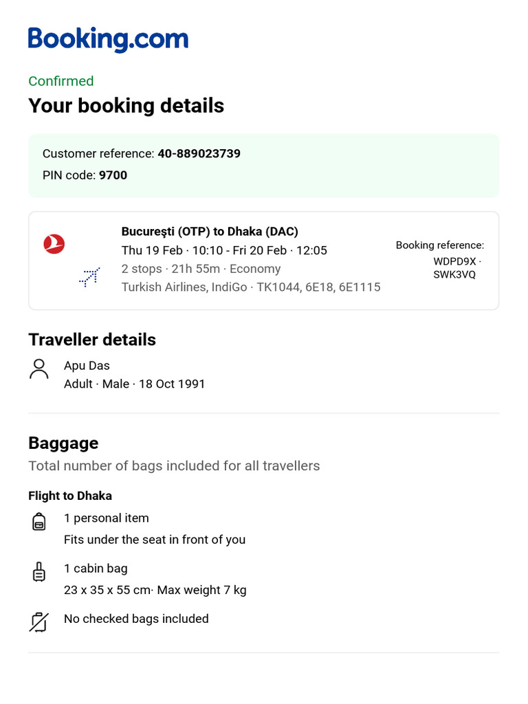 40 889023739 Flight Booking Details | PDF