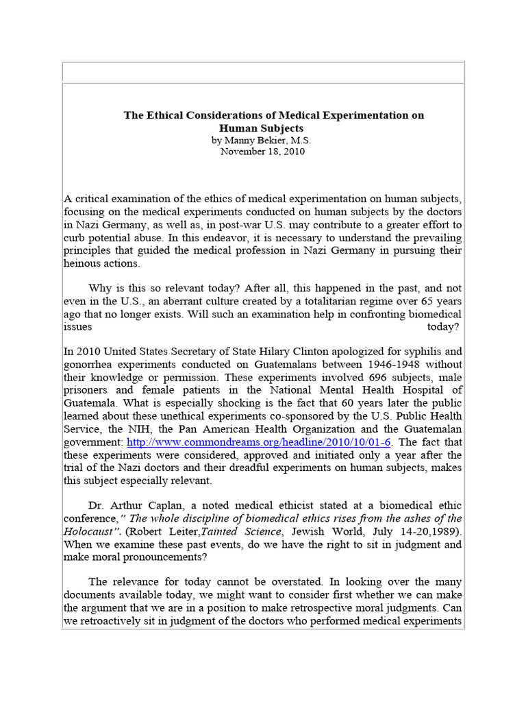 Human Experimentation | PDF