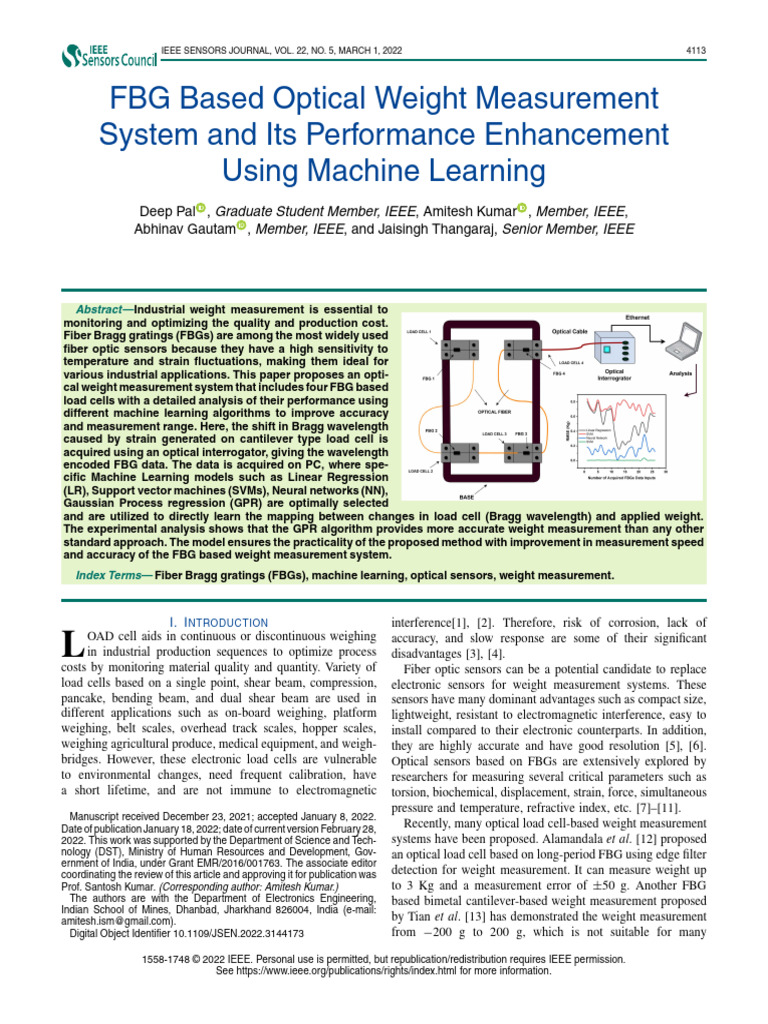 R2 FBG Based Optical Weight Measurement System and Its Performance ...