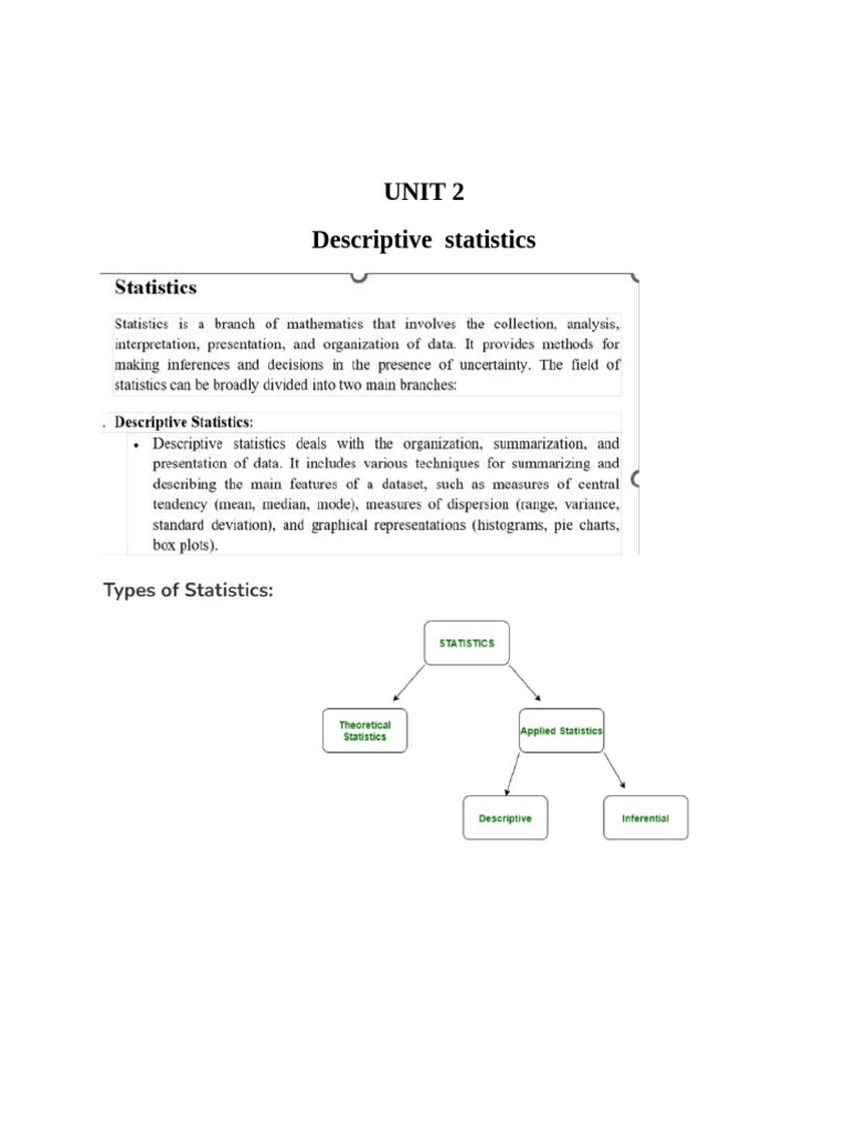 FDA UNIT 2 Descriptive Statistics | PDF