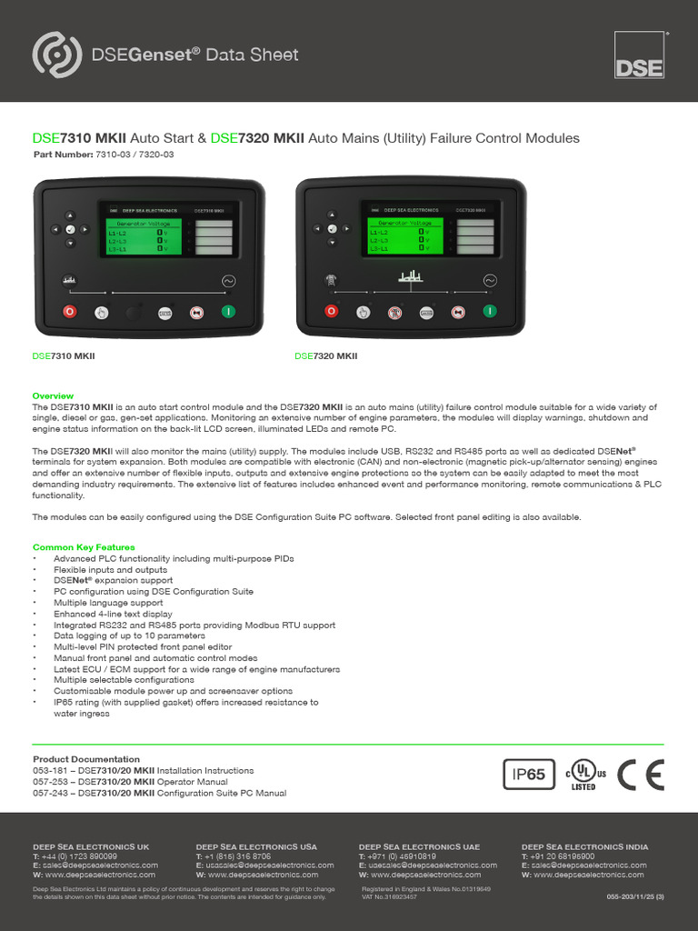 7310 20 Mkii | PDF | Mains Electricity | Electric Generator