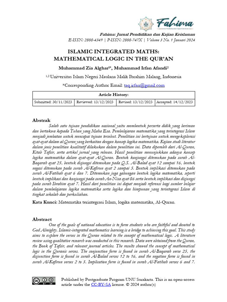 Islamic Integrated Maths Mathematical Logic in The | PDF | Proposition ...