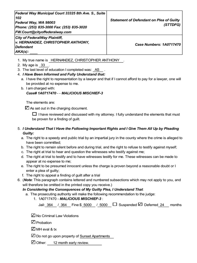Guilty Plea Case 1A0717470 FPD CN (2025-3-10) 2247103 | PDF | Plea ...