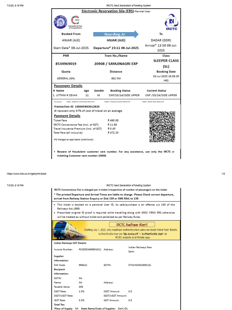 IRCTC Next Generation ETicketing System | PDF | Identity Document