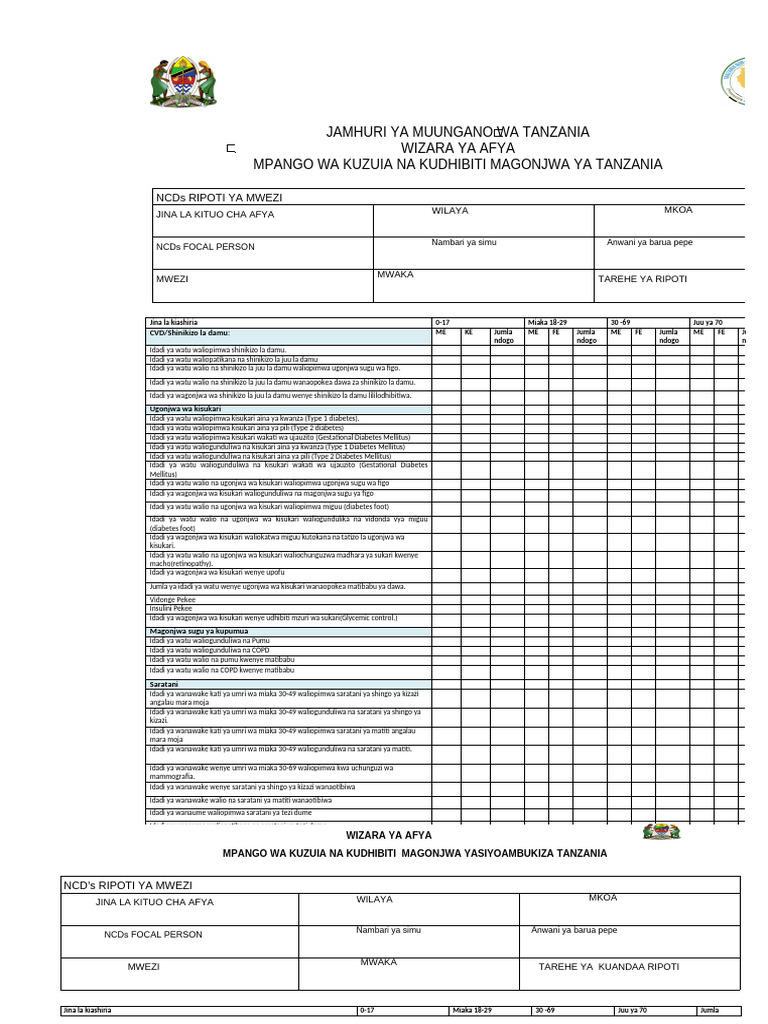 NCD Reporting Template | PDF
