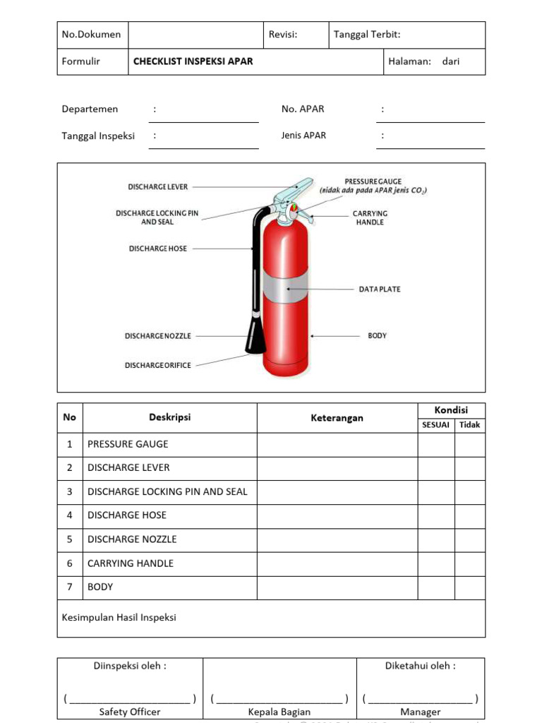 Form Check List Inspeksi Apar | PDF