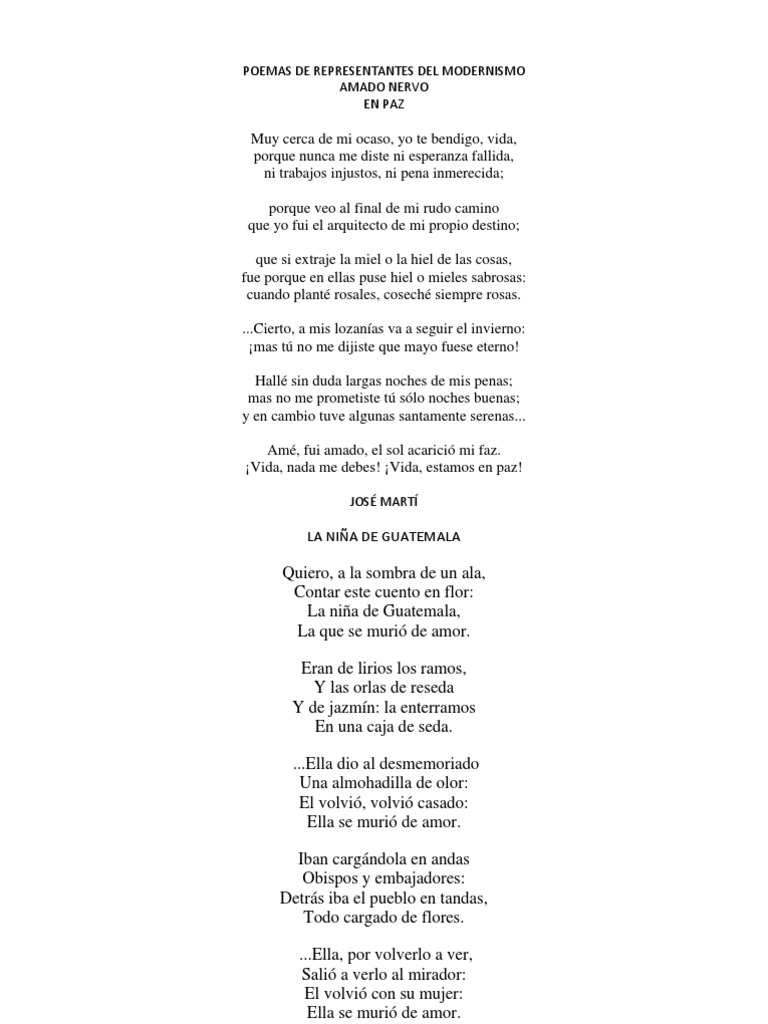 Poemas de Modernistas AMADO NERVO | PDF | Amor | Naturaleza