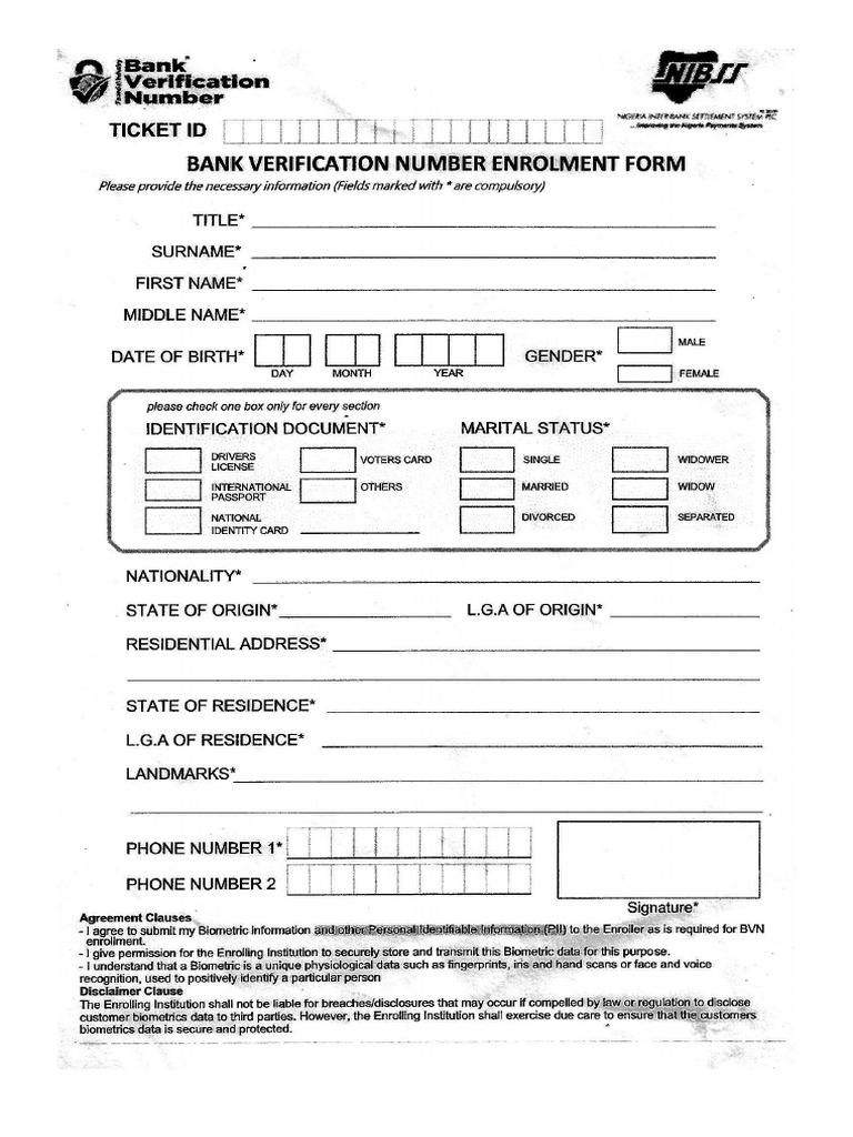 Dma BVN Enrollment Form | PDF