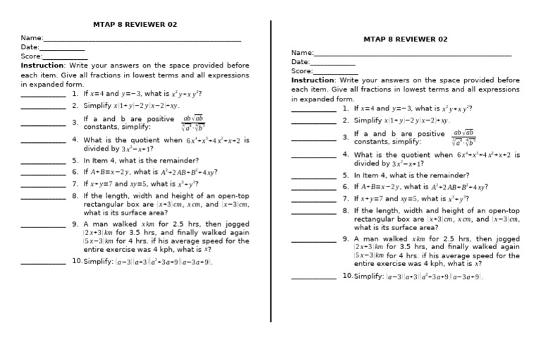 MTAP 8 Rev 02 | PDF