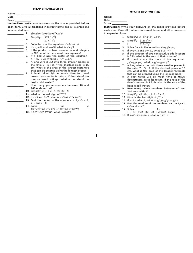 MTAP 8 Rev 06 | PDF