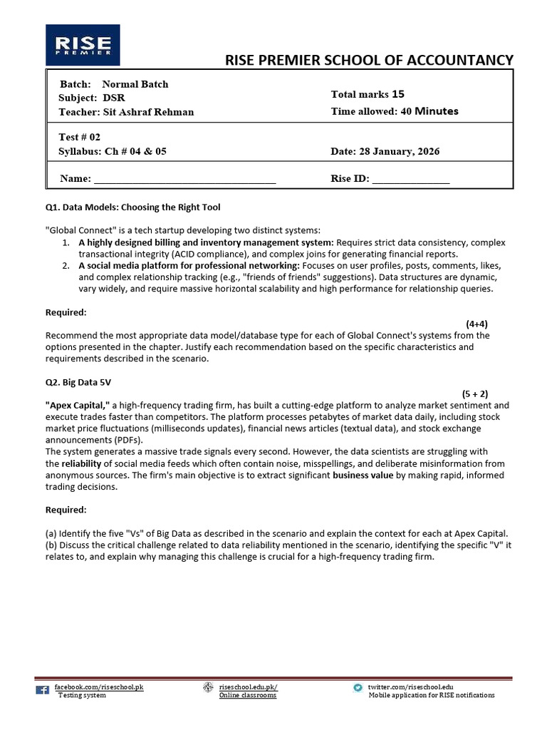 Normal Batch Rev Test # 02 at 28-Jan-26 | PDF | Big Data | Data