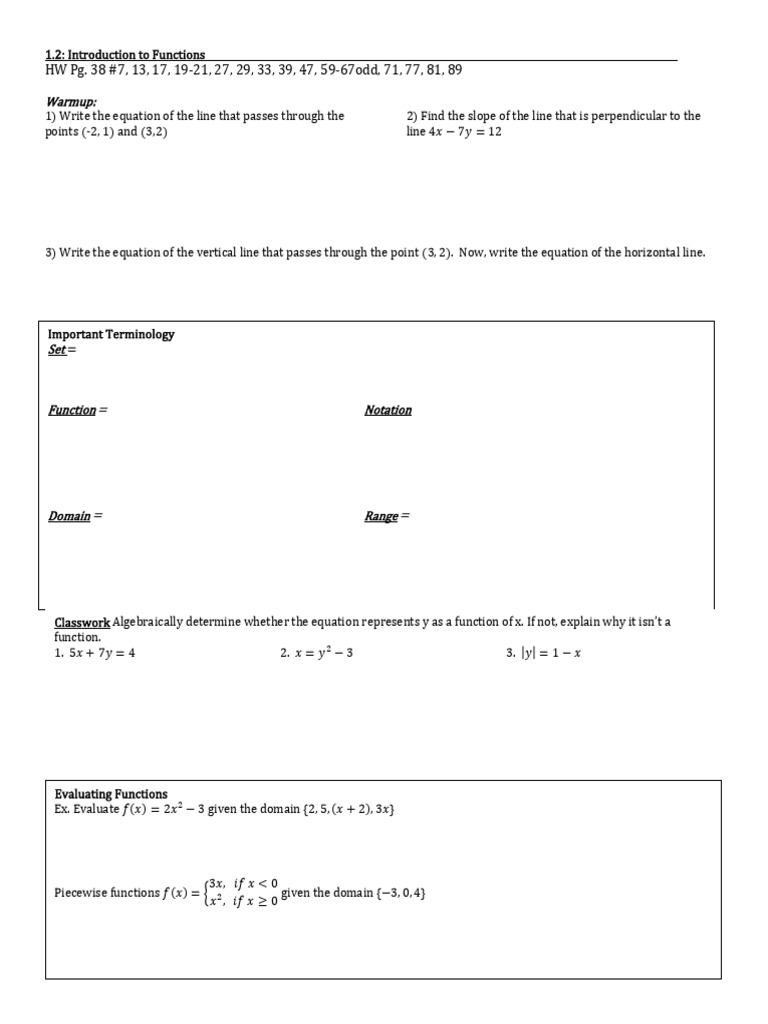 1.2 Notes Introduction To Functions | PDF | Mathematics | Mathematical ...