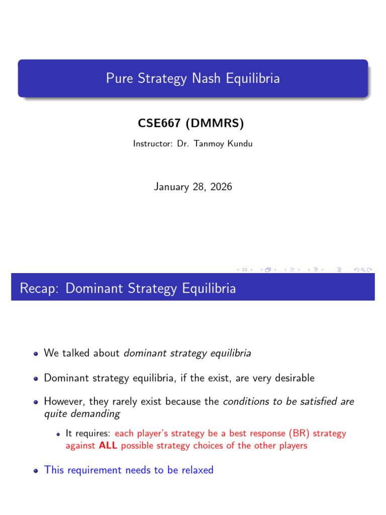 Pure Strategy Nash Equilibria 1 | PDF | Economic Equilibrium ...