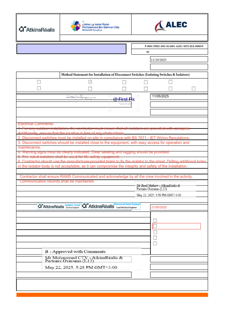 P-0001-PH01-D01-01A001-ALEC-MTS-ELE-000019 (00) Method Statement For ...