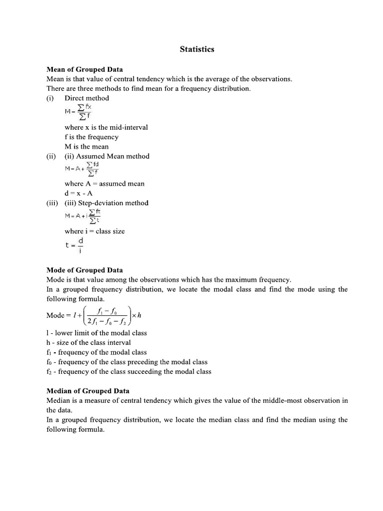 Statistics Notes | PDF