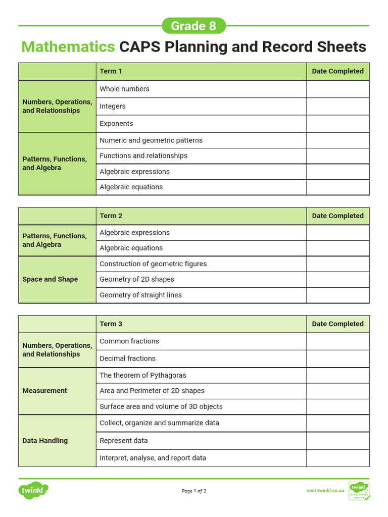 Za M 1664740841 Grade 8 Mathematics Caps Planning and Record Sheets Ver ...