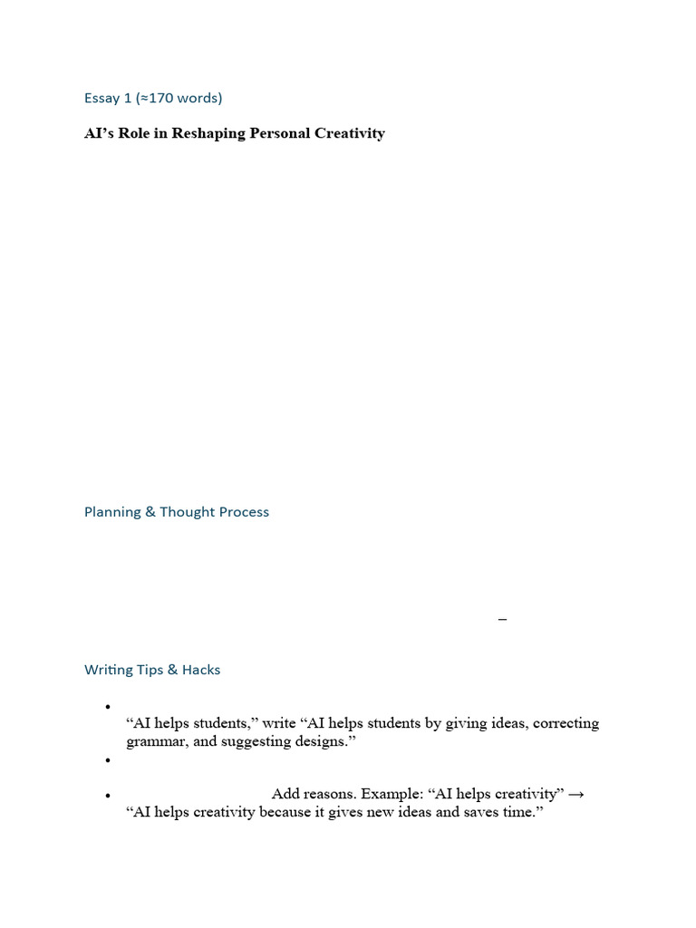 Essay AIs Role in Reshaping Personal Creativity | PDF | Artificial ...