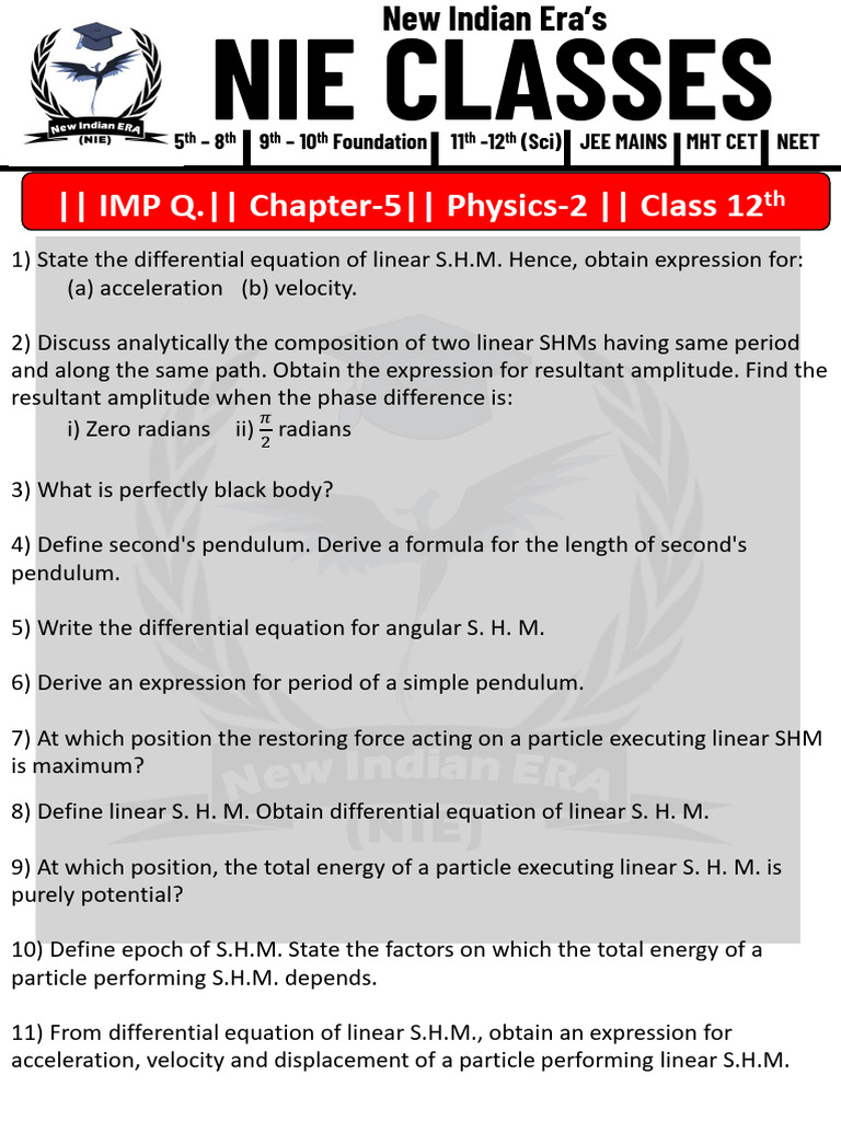 IMP Chapter 5 Phy | PDF
