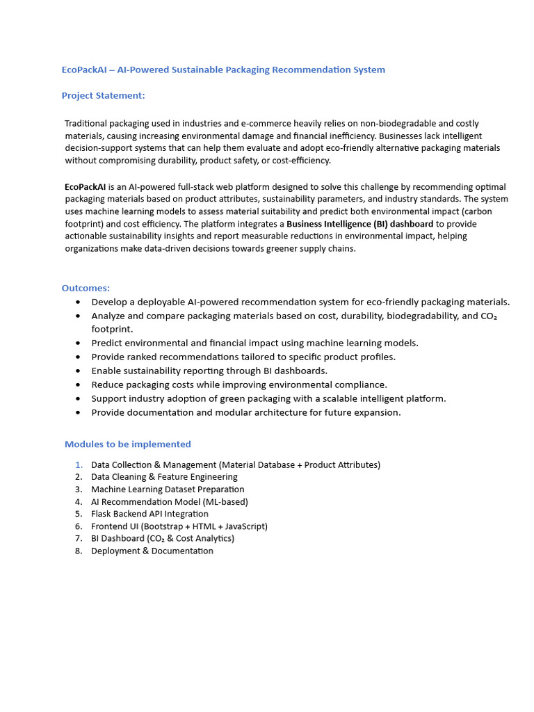 AI Framework For Sustainable Packaging Design and Material Optimization ...